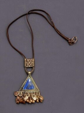 Handcrafted Blue Triangle Pendant Necklace - Unbranded
